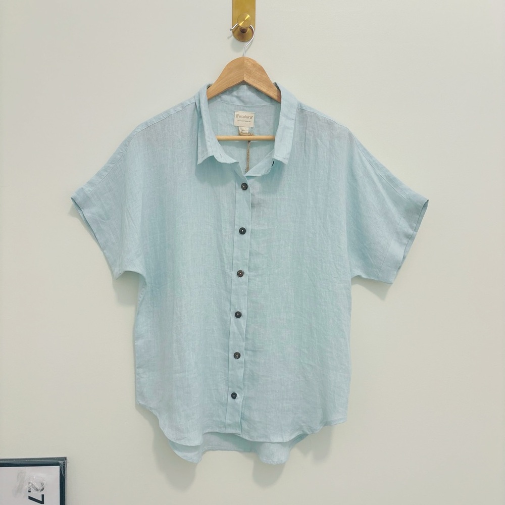 Petalura European Washed Linen Button Down Shirt
